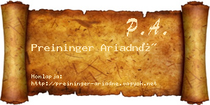 Preininger Ariadné névjegykártya